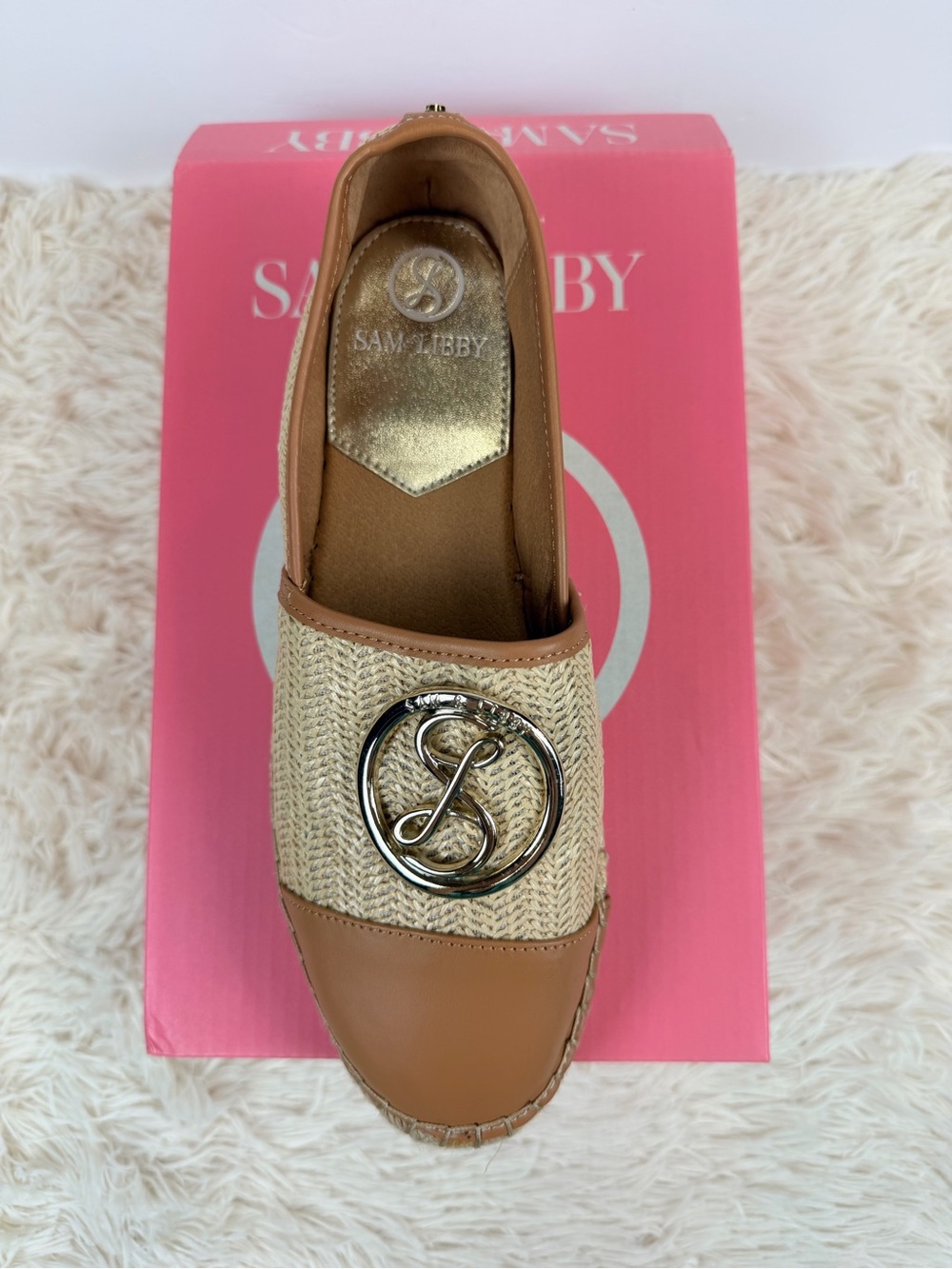 Sam & Libby Celeste 2 Espadrille Flats Raffia Tan Slip On 9 NEW Summer Coastal - Picture 3 of 14